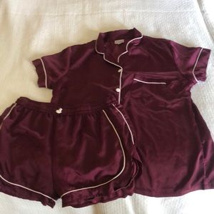 Silk maroon pajama set